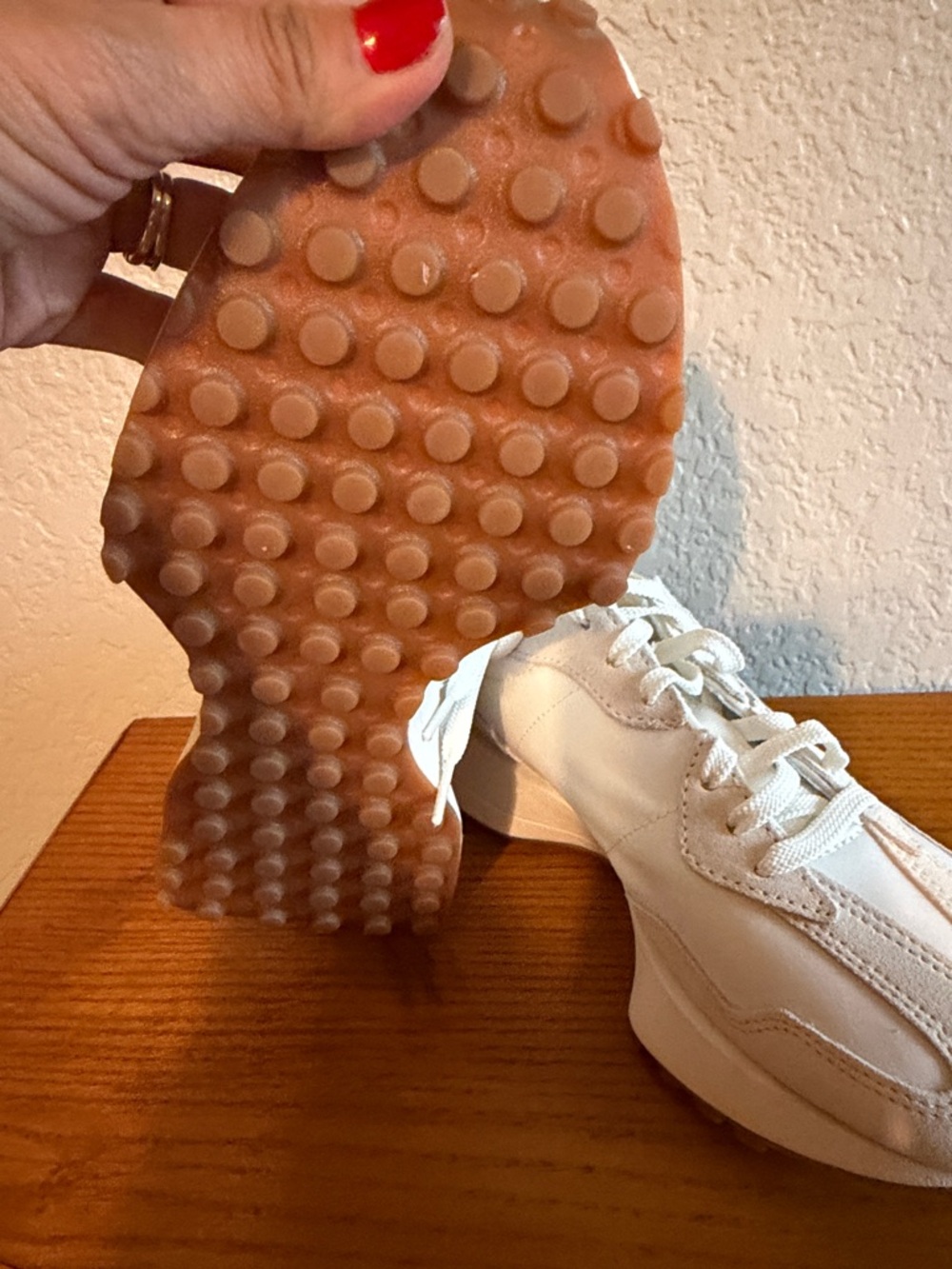 New New Balance Neutral White & Beige Leopard Accent Sneakers - Picture 4 of 5